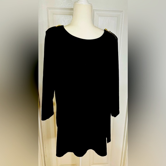 Michael Kors Black Tunic  Gold Hardware Style Long Sleeve Top Size 2X - Picture 1 of 7